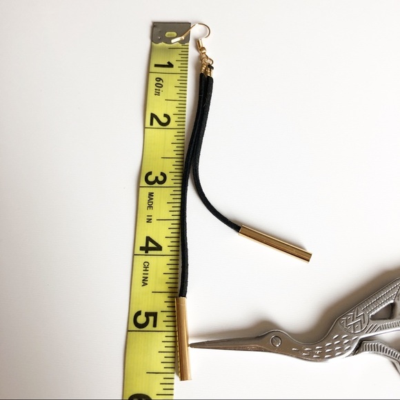 LAST ONE ‼️ Black Leather Gold Dangle Trendy Earrings - Picture 5 of 5